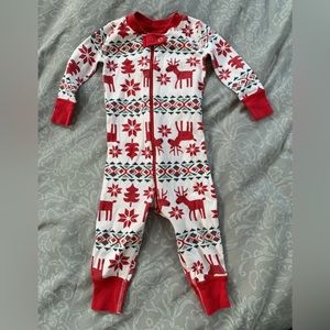 Hanna Andersson holiday “dear deer” baby zip sleeper  pajamas size 12-18 mo